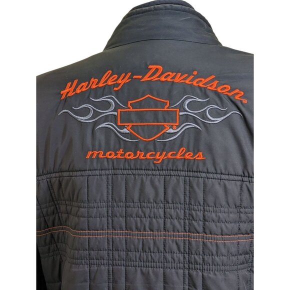 Womens Harley Davidson Black Orange Bar and Shield Soft Padded Jacket Size XL - Picture 3 of 11